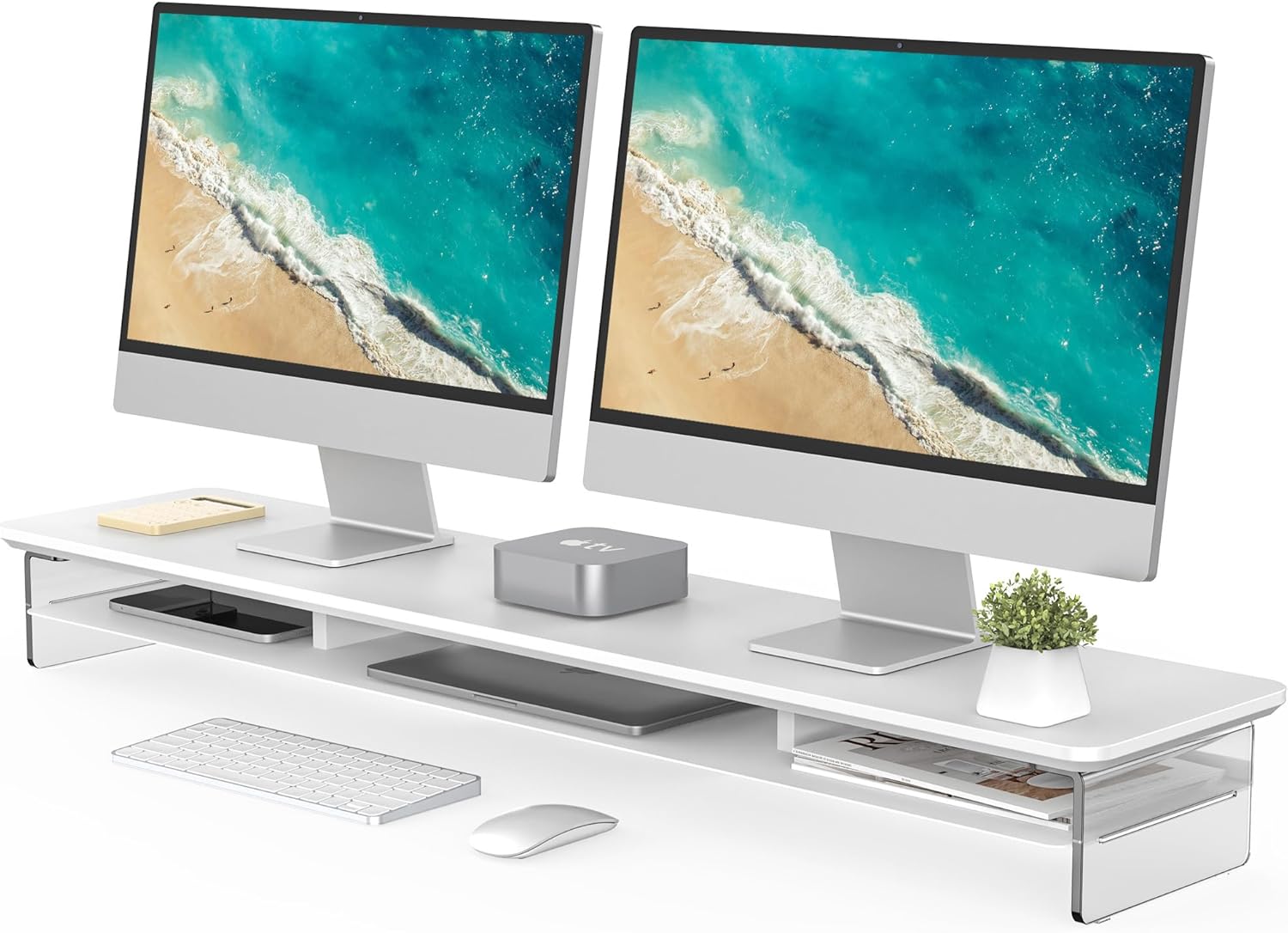 Fenge Acrylic Dual Monitor Stand Riser for Modern Workspaces