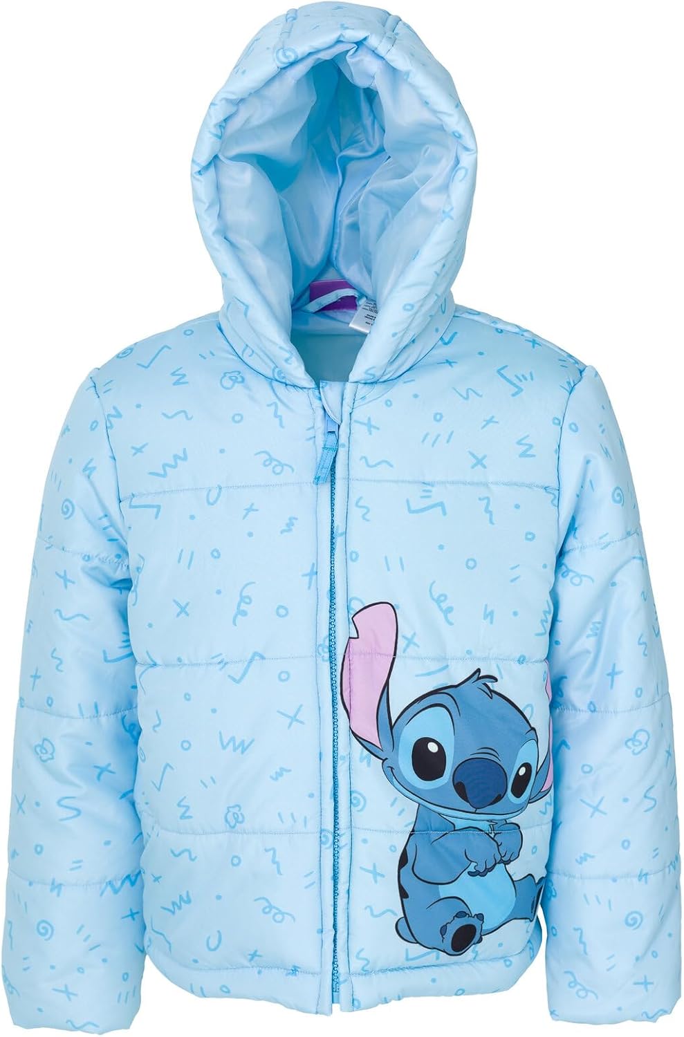 Disney Lilo & Stitch Girls Zip Up Puffer Jacket for Kids