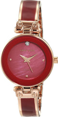 Women's Rose Gold Bangle Watch with Burgundy Mother-of-Pearl Dial