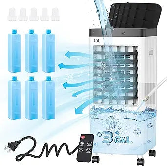 Portable Air Conditioners with 3 Gal Water Tank for 20H Cooling