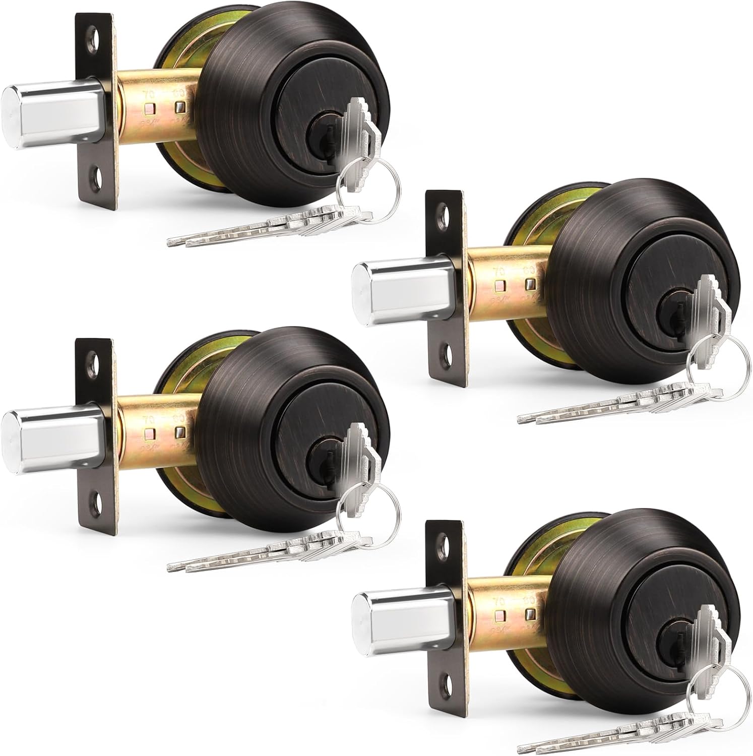 Probrico Oil Rubbed Bronze Double Cylinder Deadbolt Lock 4 Pack