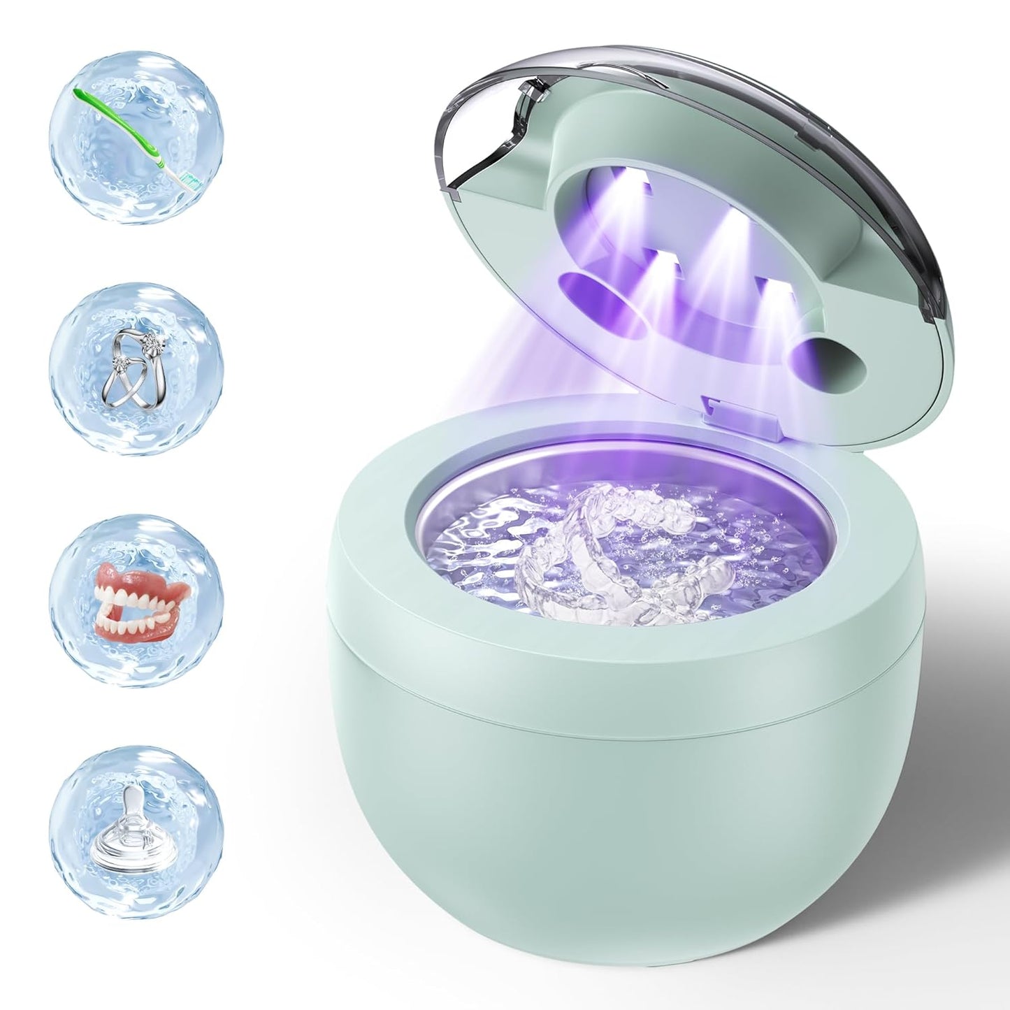 Ultrasonic Retainer Cleaner with UV-C Technology for Dental Care