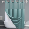 Teal No Hook Shower Curtain with Snap in Liner - Thick Waffle Weave