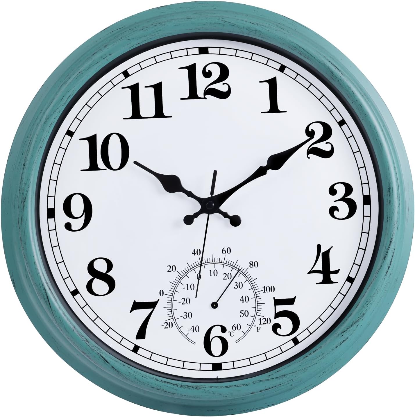16 Inch Retro Waterproof Outdoor Clock with Thermometer for Garden