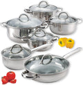 Cook N Home 12-Piece Stainless Steel Cookware Set, Silver - Basic Set