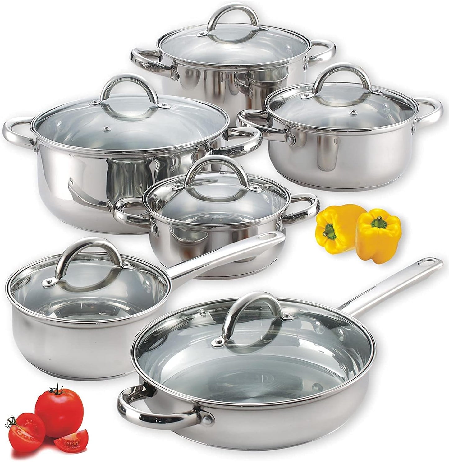 Cook N Home 12-Piece Stainless Steel Cookware Set for All Needs