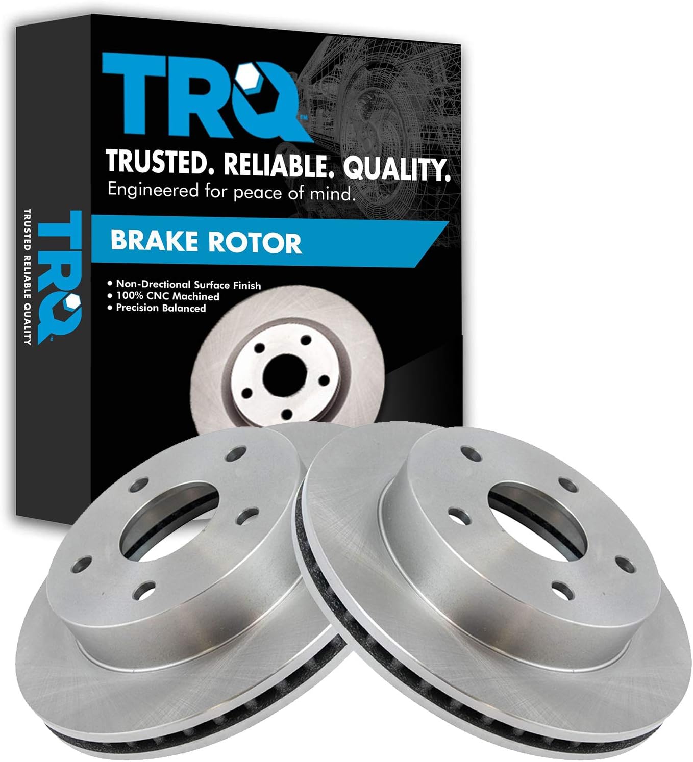 TRQ Front Brake Rotors Set Vented for Dodge Ram 1500 2000-2001
