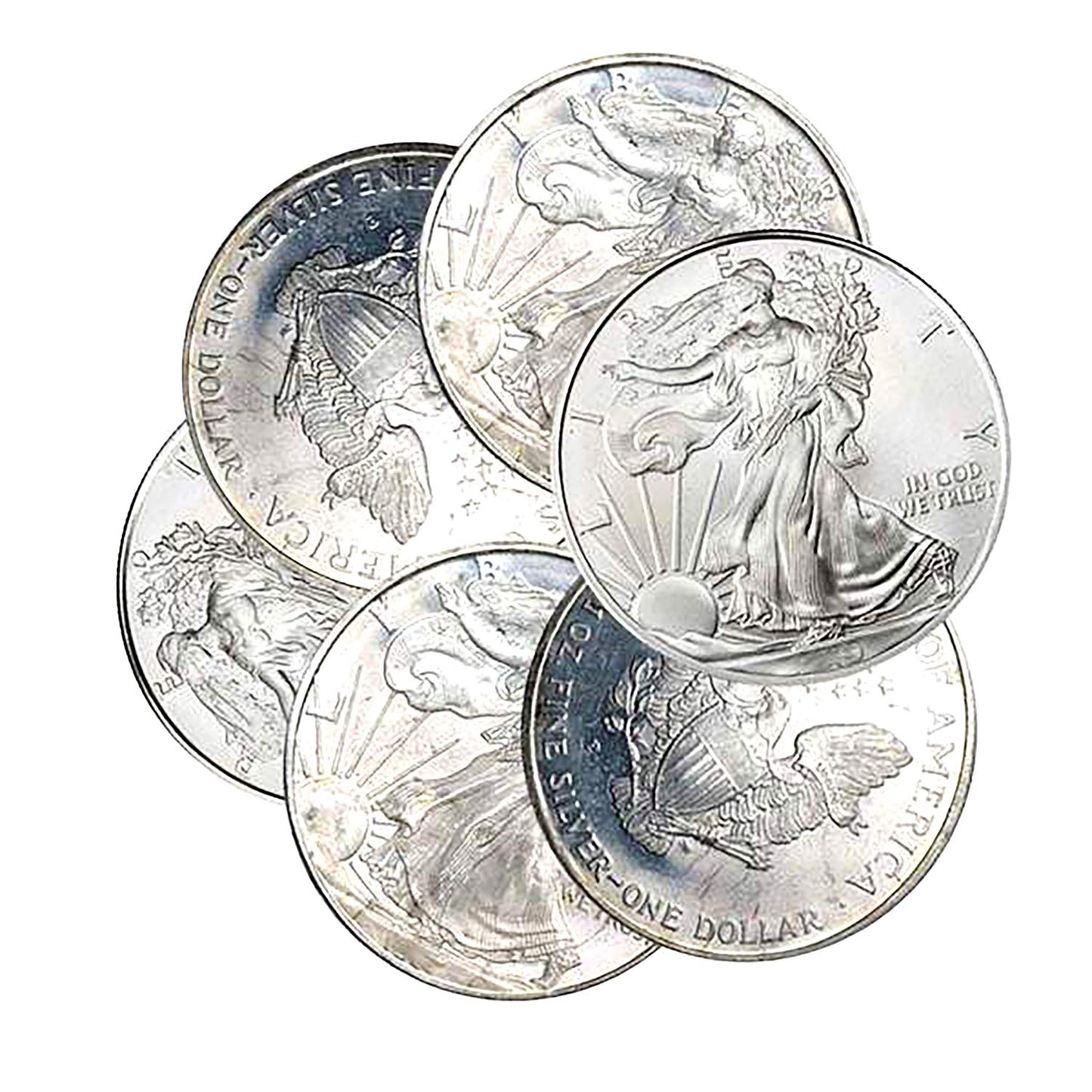 USA 2010-2018 $1 American Silver Eagle Coin with Toned Spots
