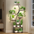 Indoor Plant Stand with Grow Light - 8 Tier Tree Shelf for Corners