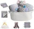 CREVENT Baby Welcome Gift Set Storage Basket with 2 Blankets - Soft