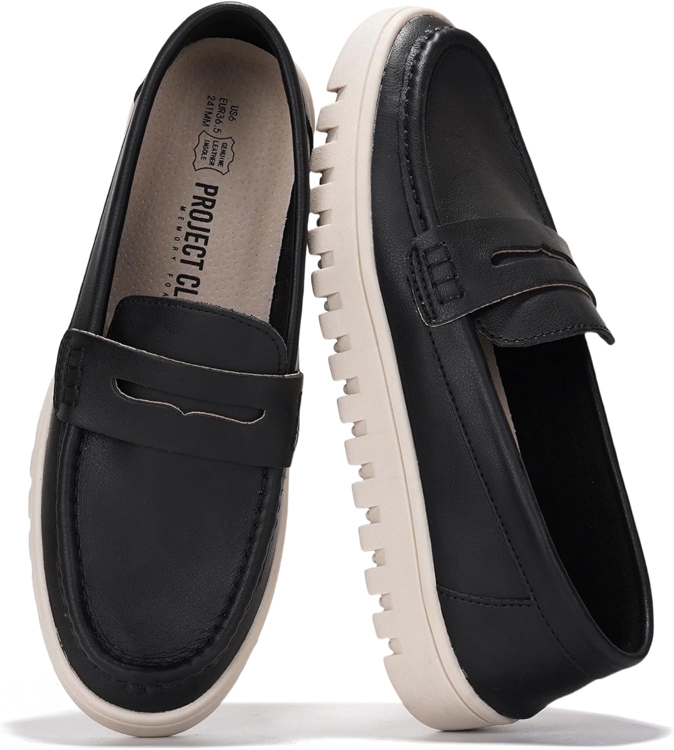 Project Cloud Genuine Leather Loafers for Women with Memory Foam