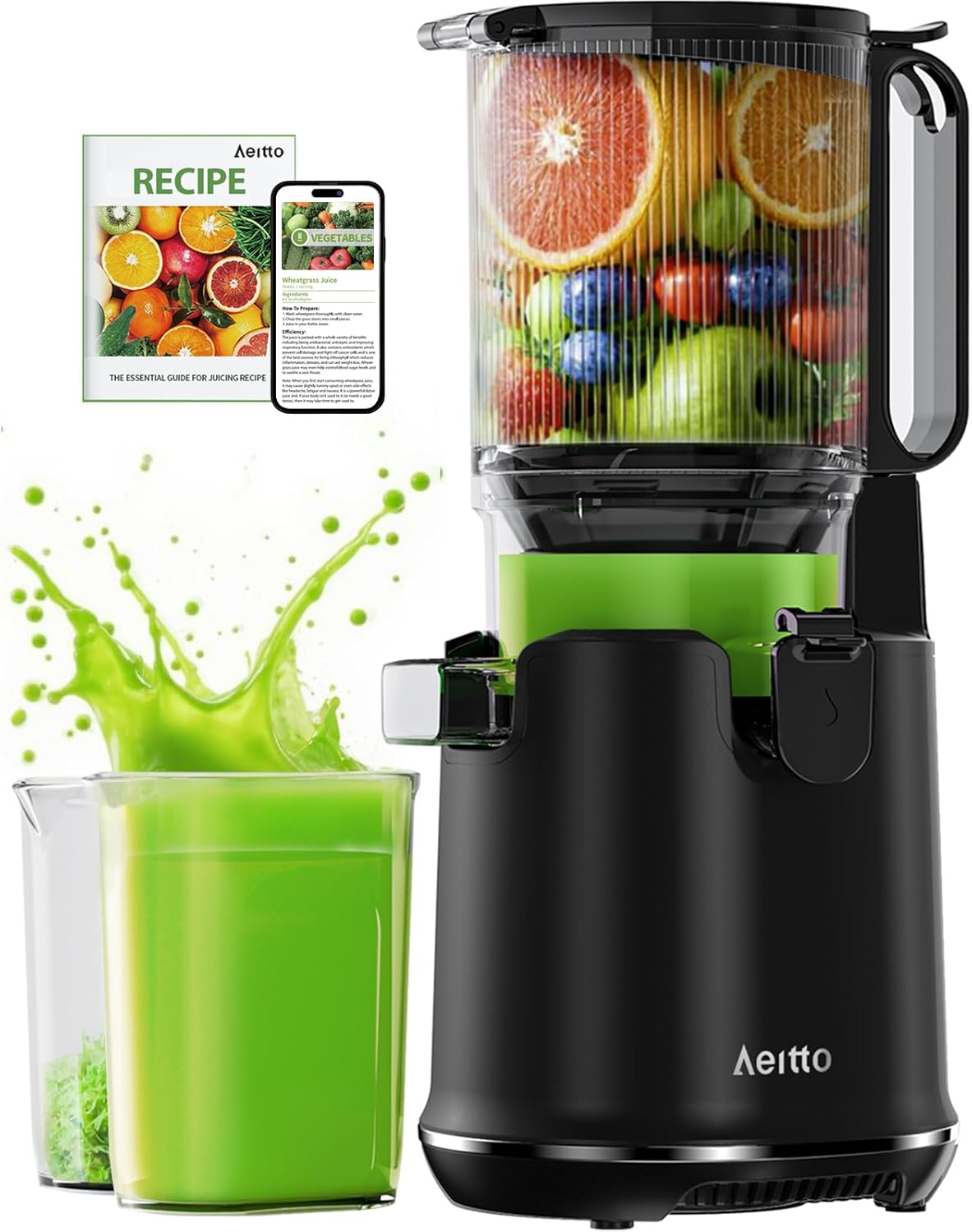 Cold Press Juicer with 5.8in Wide Mouth for Whole Fruits