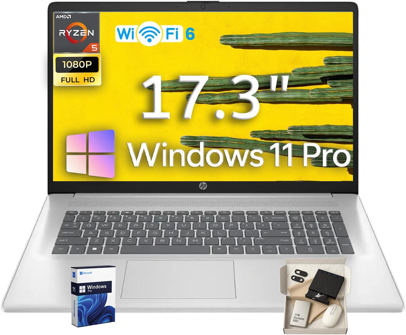 HP 17.3 Inch Laptop with Ryzen 5 for Business and Students