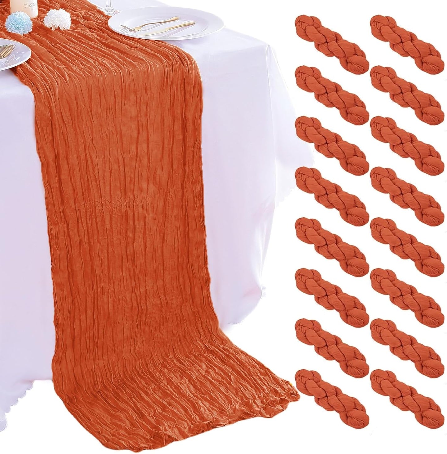 16PCS Orange Cheesecloth Table Runner for Elegant Events