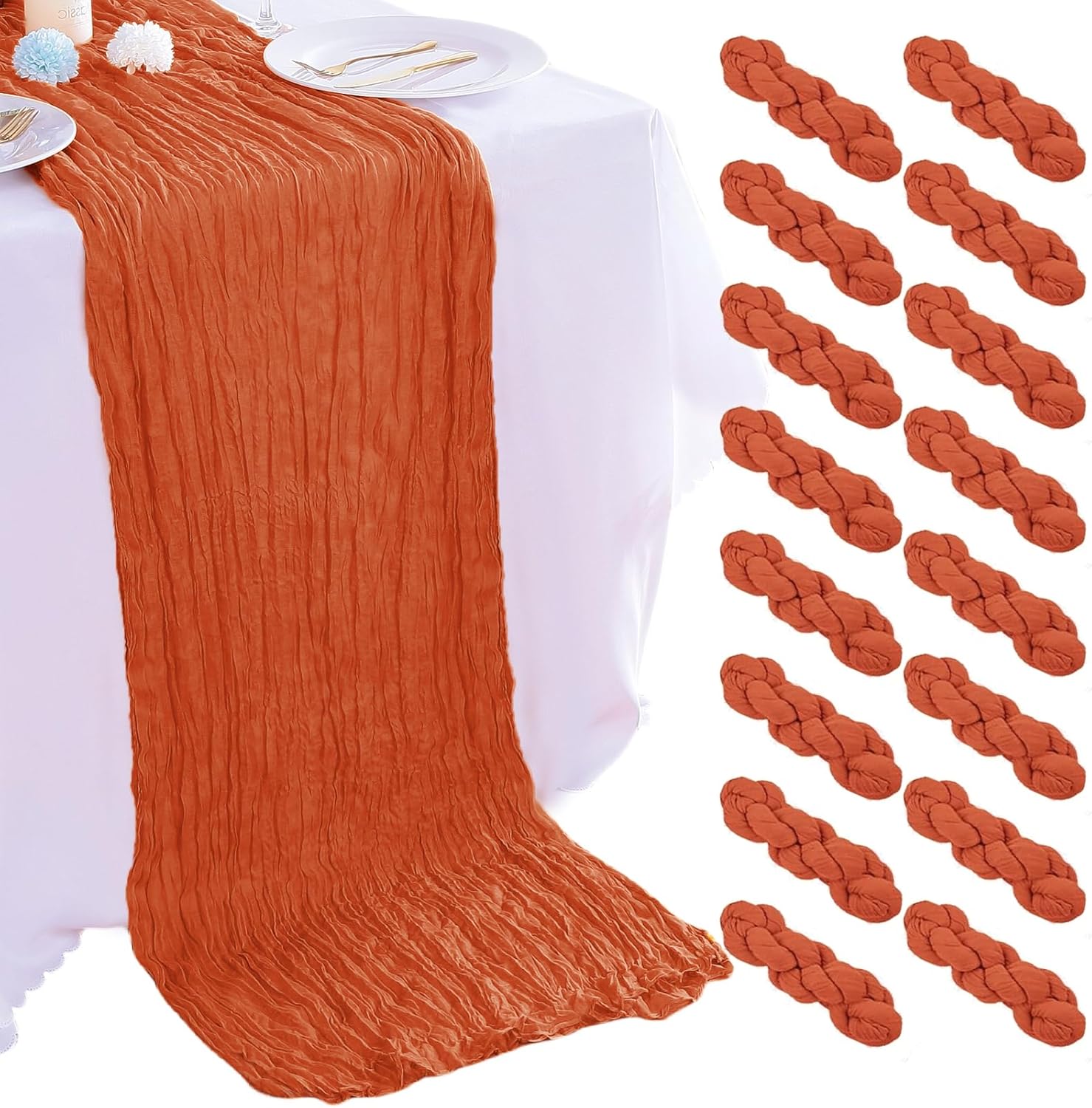 16PCS Orange Cheesecloth Table Runner for Elegant Events