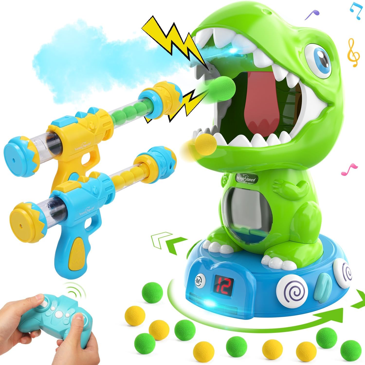 EagleStone Remote Control Movable Shooting Dinosaur Toys for Kids