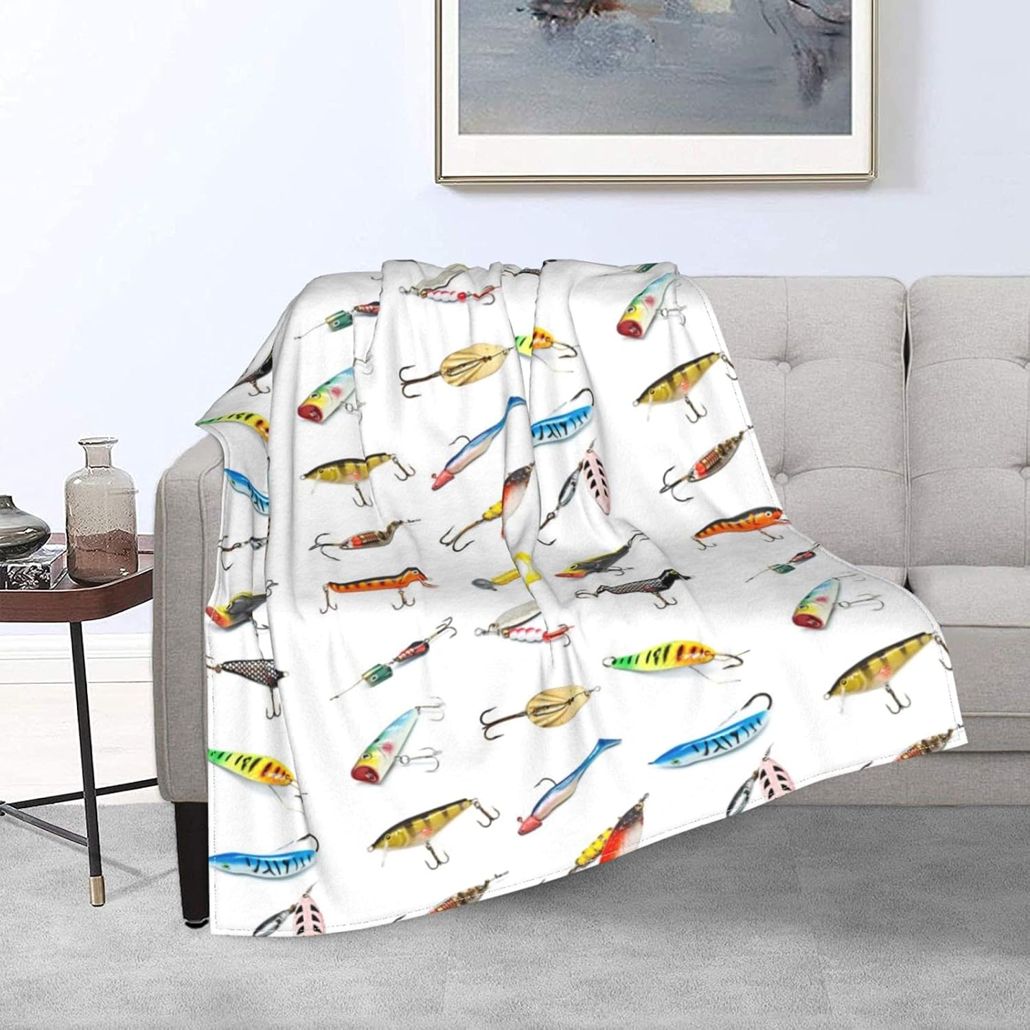 Ultra Soft Fishing Bait Flannel Blanket - Cozy Outdoors Indoors