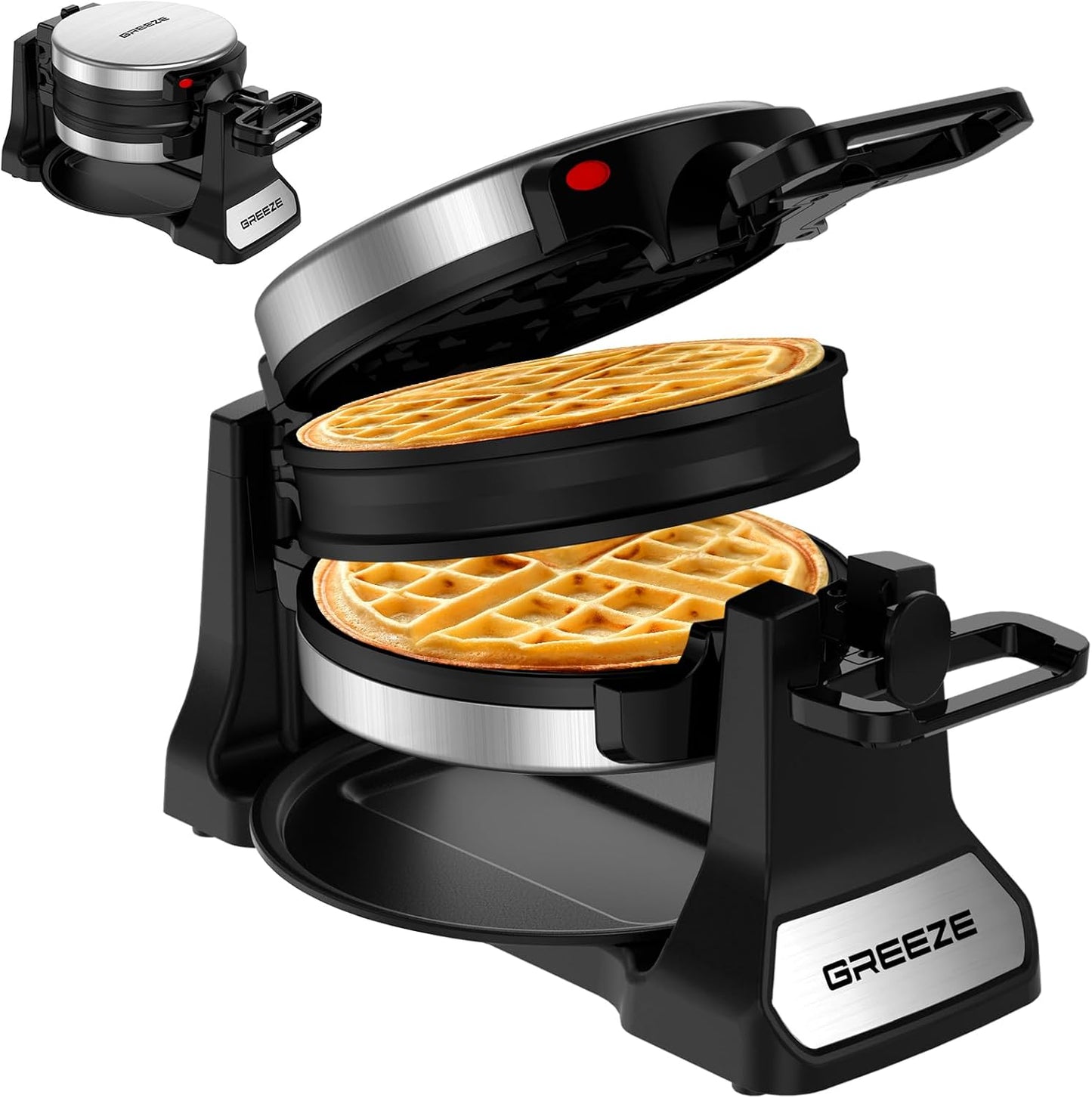 Double Belgian Waffle Maker: 180Flip, Nonstick Plates, Easy Clean