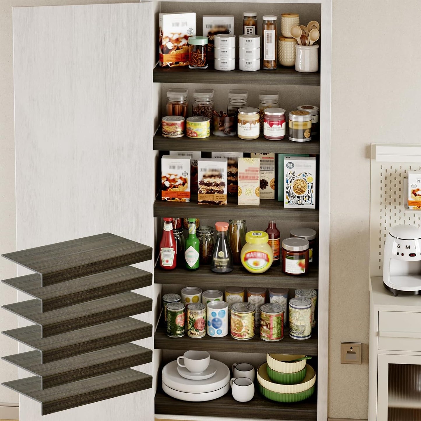 6-Pack PVC Composite Board Wire Rack Covers for Pantry Storage