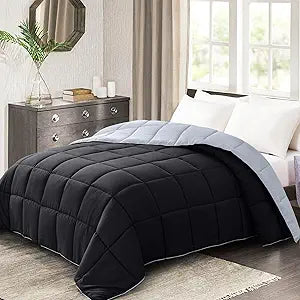 California King Lightweight Comforter for All Seasons - Black/Grey