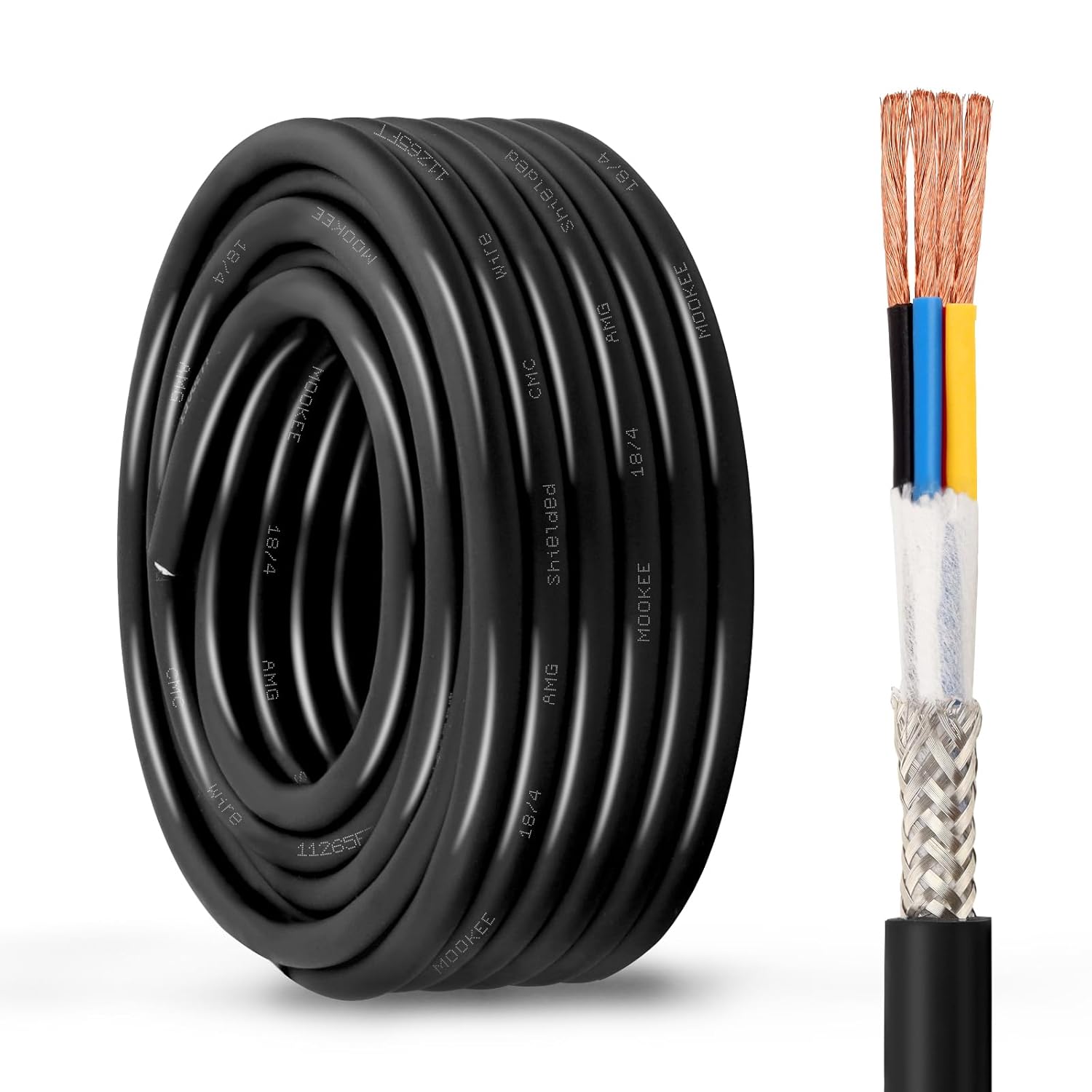 18AWG 4 Conductor Shielded Wire for CNC Router and 3D Printer
