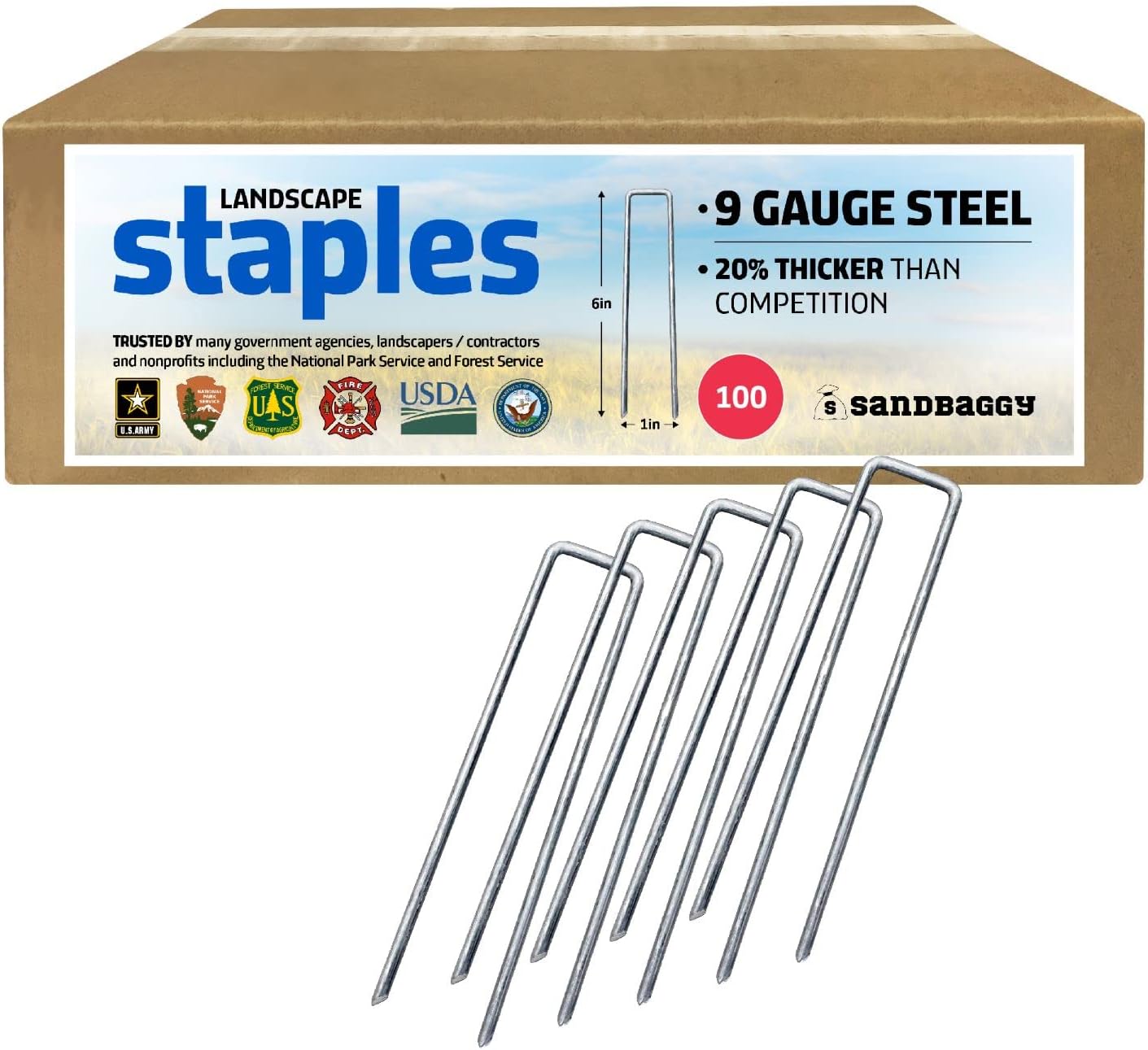 Sandbaggy 6 Inch Landscape Sod Staples for Tough Soil