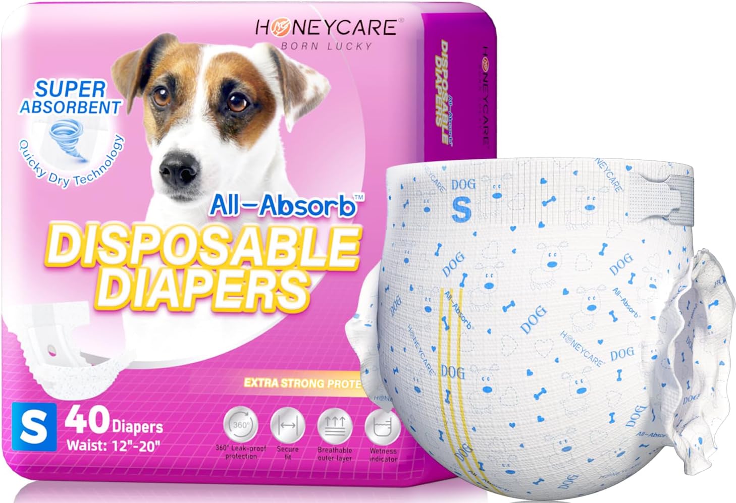 Super Absorbent Small Female Dog Diapers - 40 Count