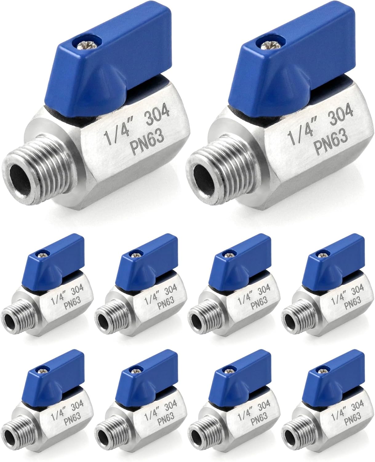 QWORK Mini Ball Valve 10 Pack 1/4 NPT Stainless Steel Shut-Off