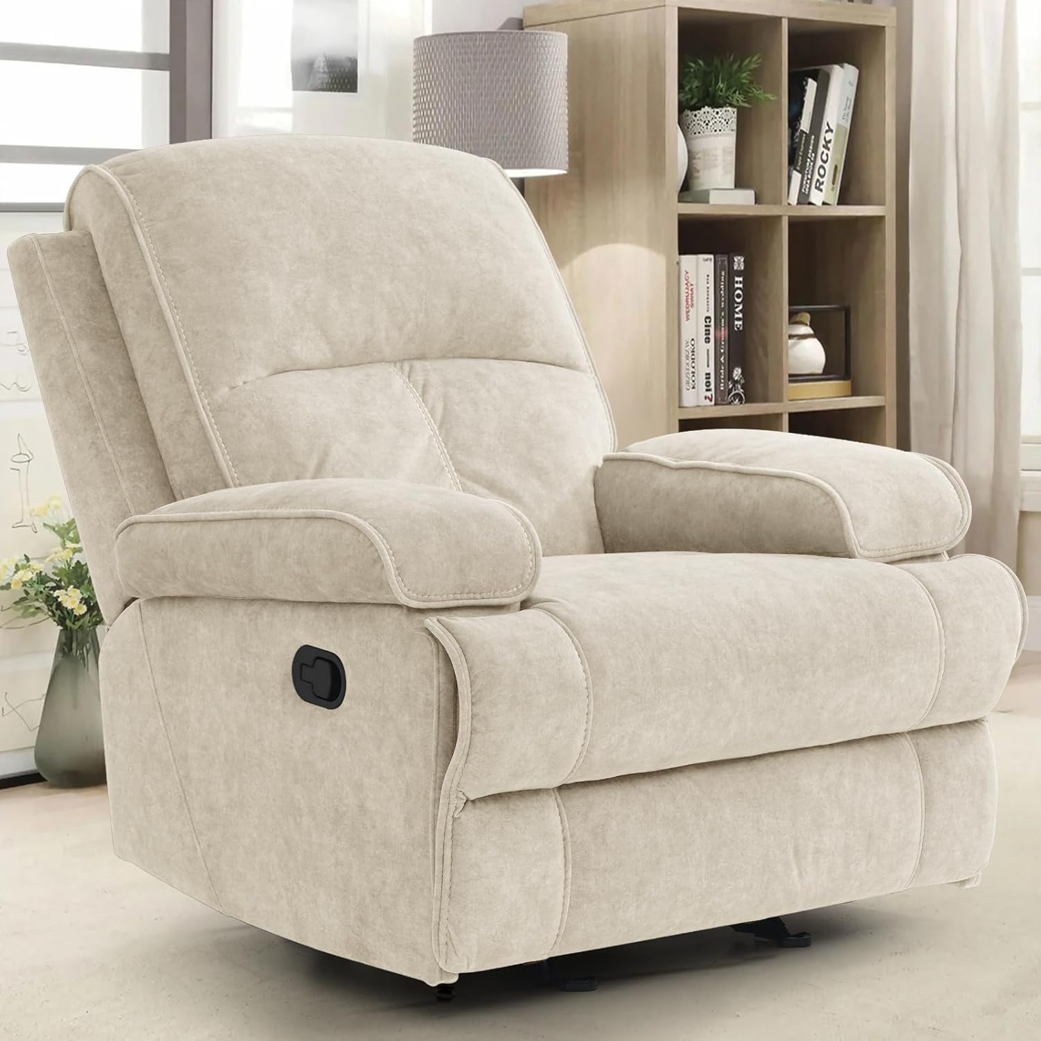 Comfort meets style: Beige Glider Rocker Chair