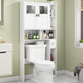 Over The Toilet Storage Cabinet with Glass Doors - Space Saving White