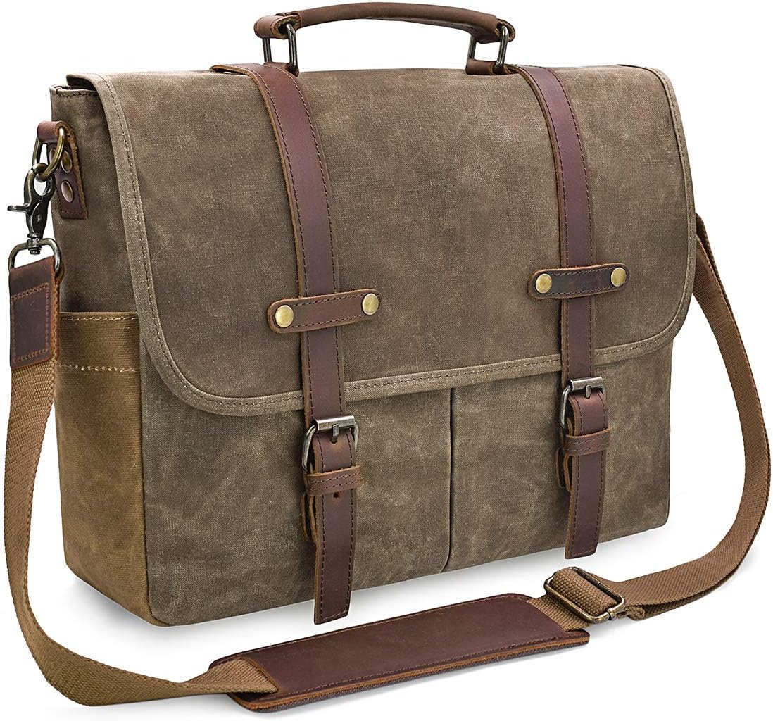 Mens Messenger Bag 15.6 Inch Waterproof Vintage Leather Satchel