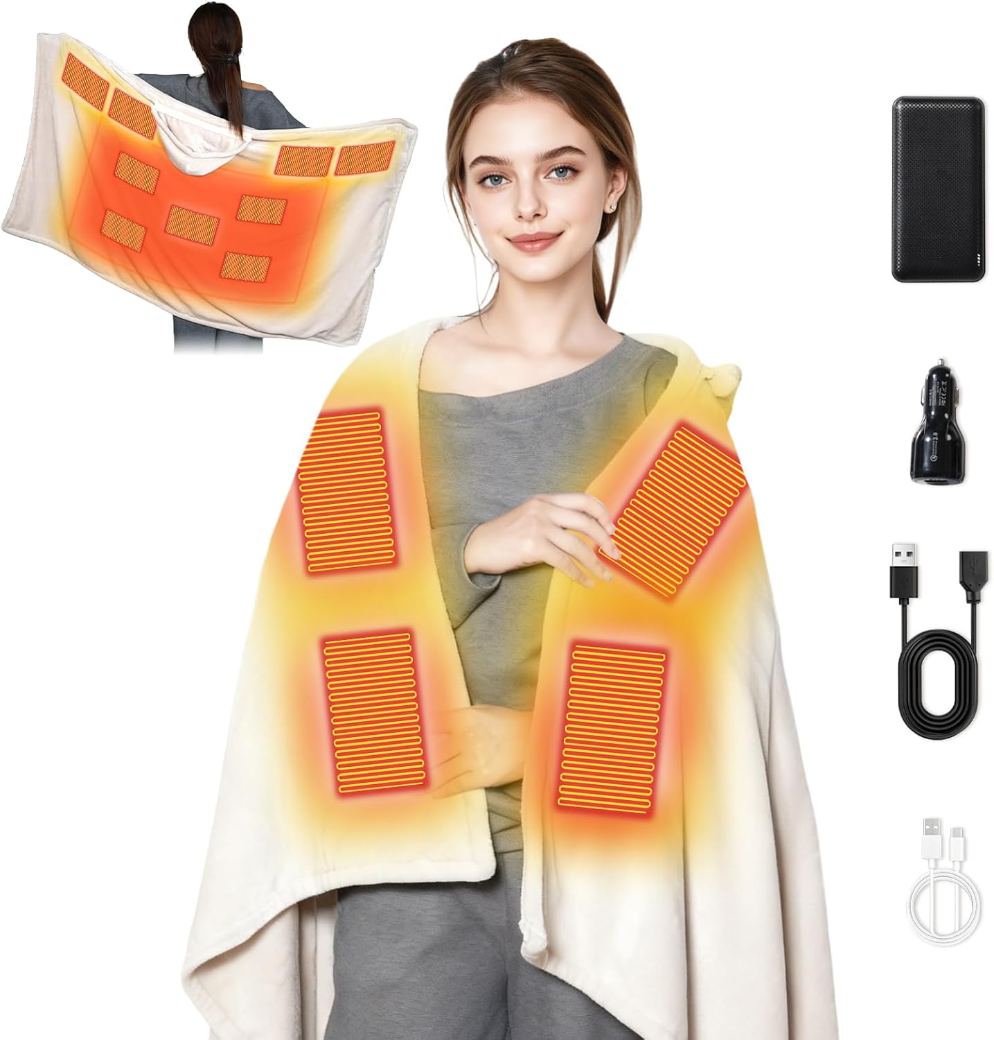 Cordless Heated Blanket with Hood for Ultimate Comfort Anywhere