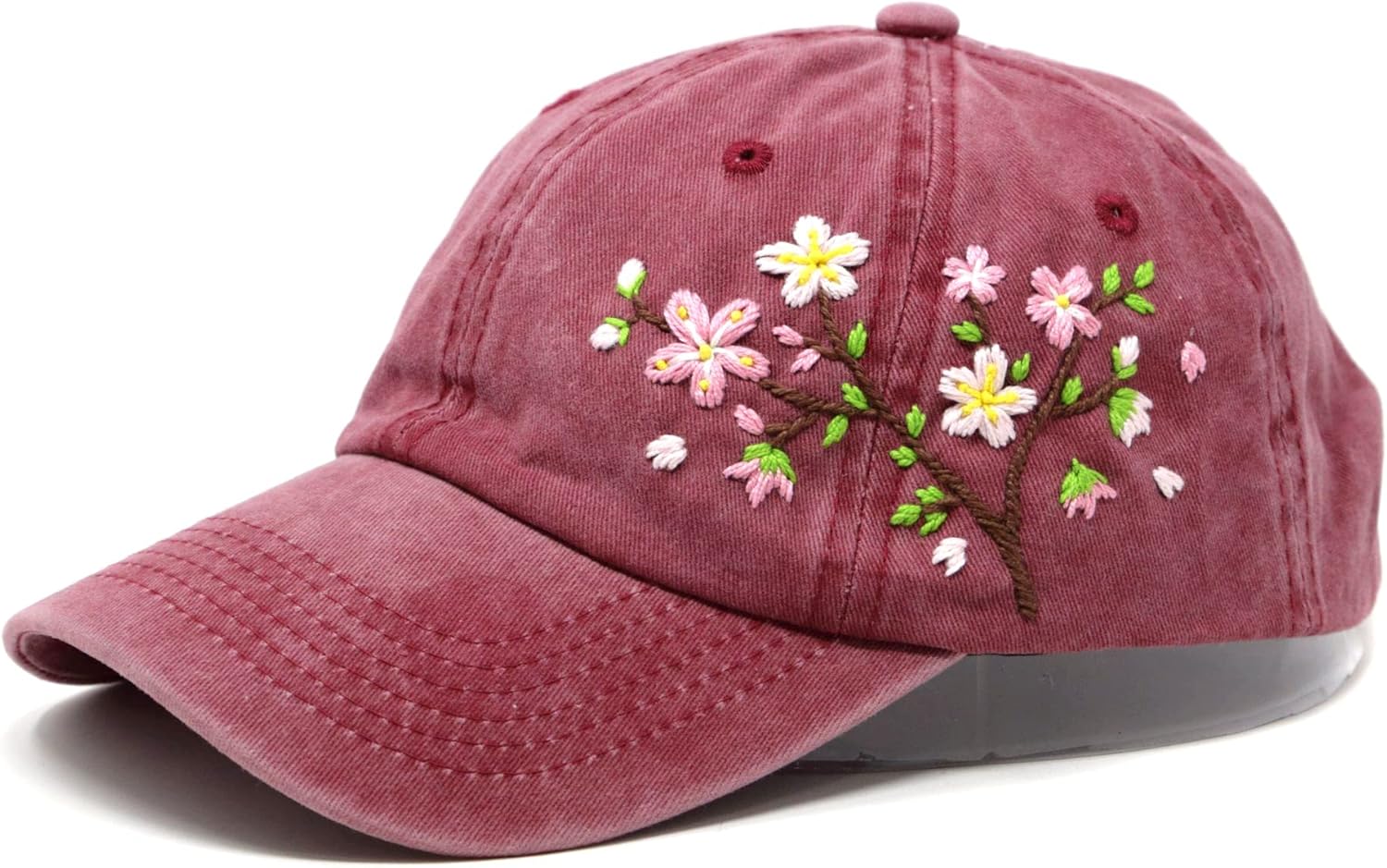 Unique Hand Embroidered Floral Baseball Cap for Stylish Wear