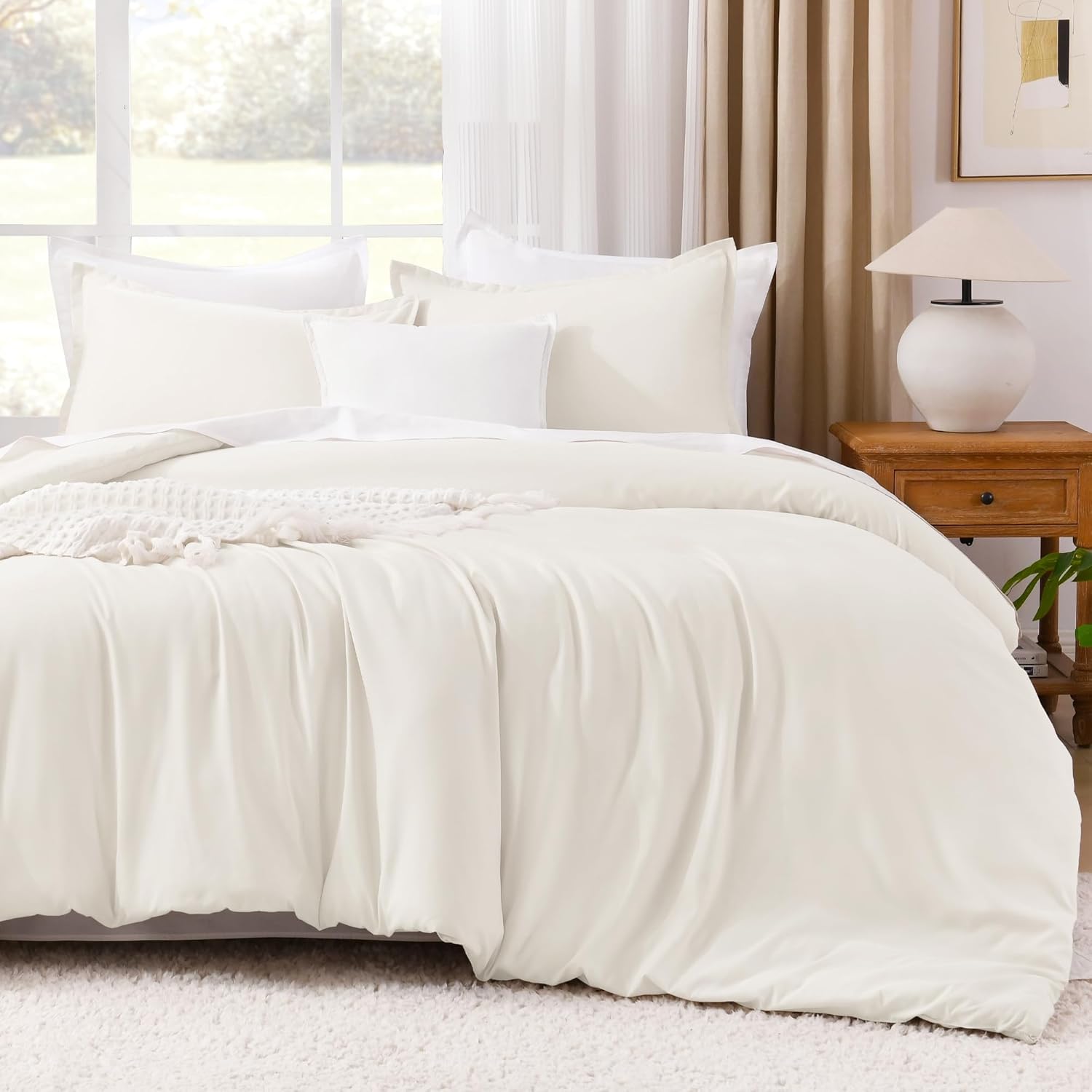 Litanika Comforters Ivory Oversized Queen Size Bedding Set