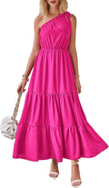 Chic One Shoulder Ditsy Floral Maxi Dress for Summer Festivities