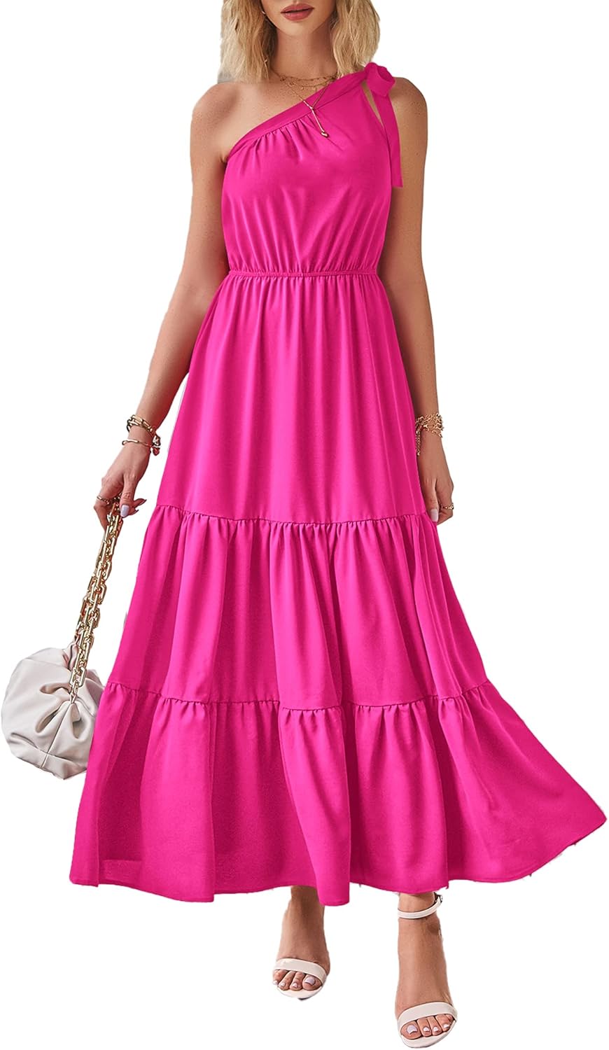 Ditsy Floral One Shoulder Maxi Dress for Summer Weddings