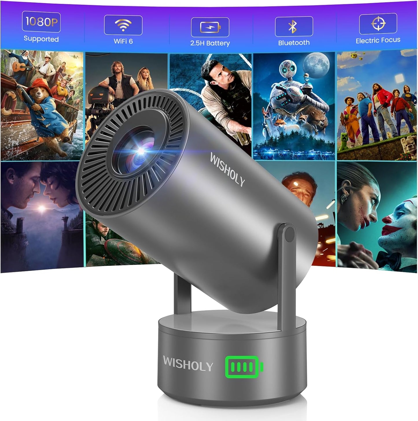 Portable Mini Projector with WiFi and Bluetooth for Outdoor Fun