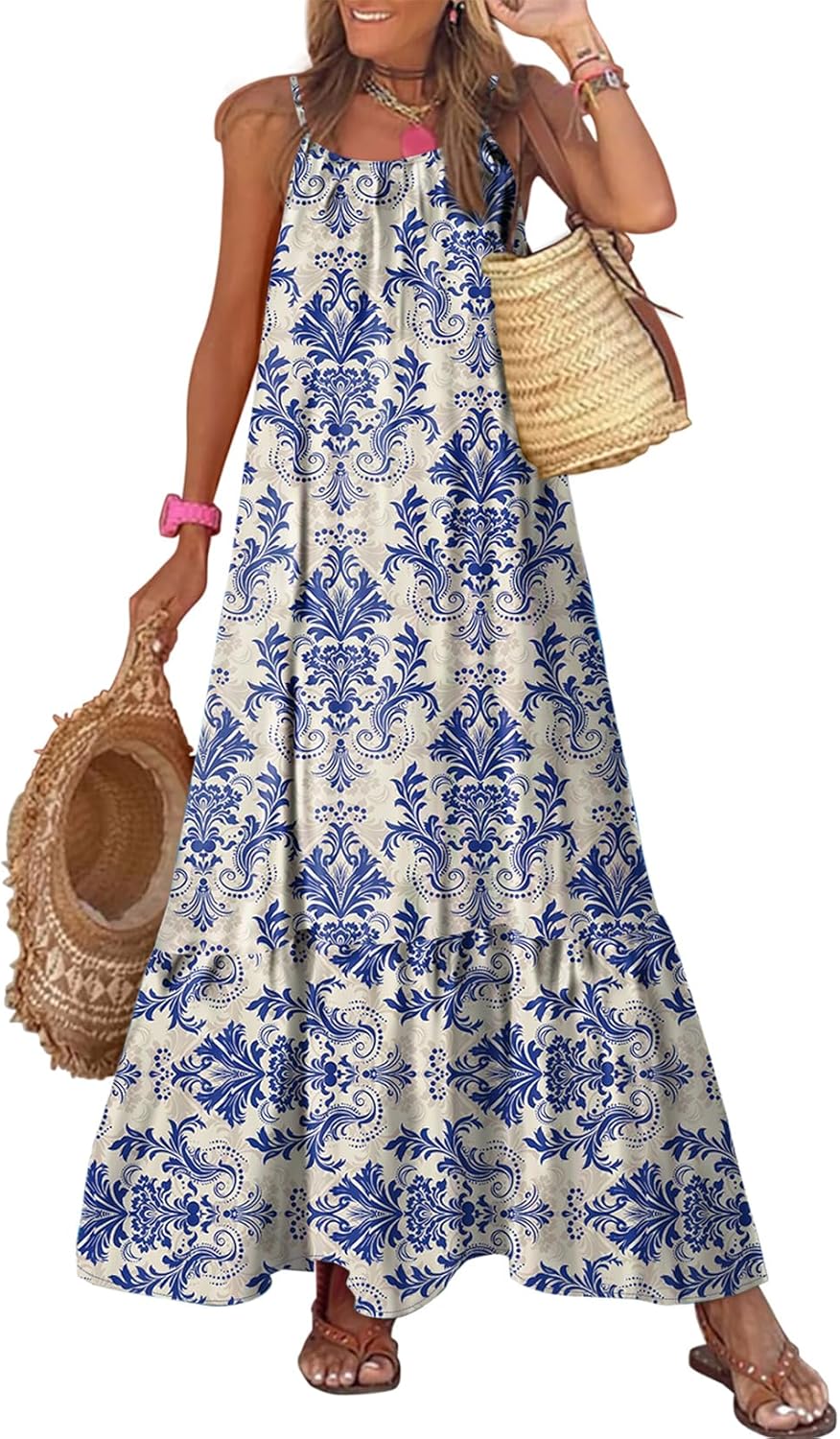 Dokotoo Women Summer Dresses 2025 Spaghetti Strap Maxi Dress