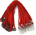 Red Breakaway Lanyards 50 Pack - Durable Flat J-Hook Lanyards