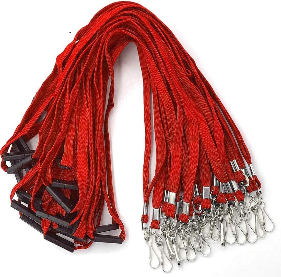 Premium Breakaway Red Lanyards for ID Badges - 50 PCS Set