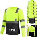 Hi Vis Long Sleeve Safety Shirts 6 Pack - Reflective DryBlend WPLM
