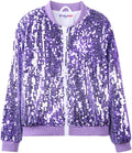 Girls' Ombre Sequin Bomber Jacket with Pockets (Style DD5H)