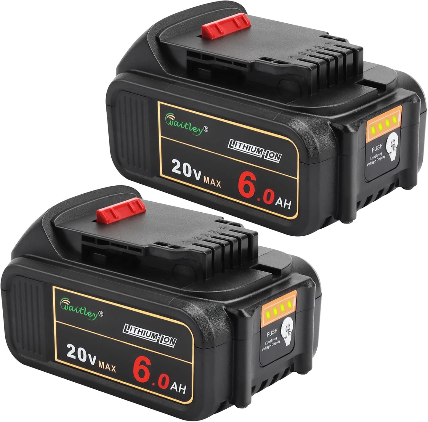 20V 6.0A Replacement Battery for Dewalt Cordless Tools - 2 Pack