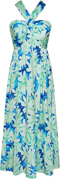 Criss Cross Halterneck Floral Maxi Dress - Flowy Summer A Line