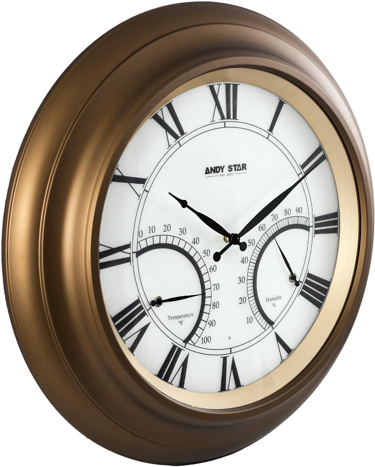24 Inch Outdoor Clock with Thermometer - Waterproof & Silent