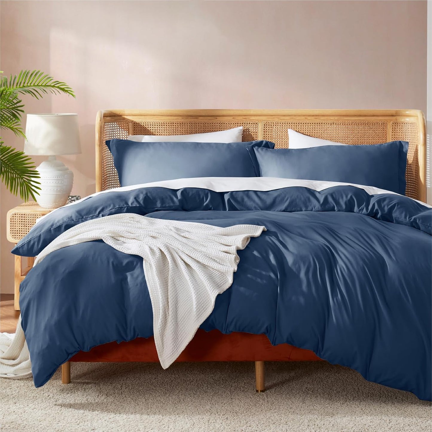 Nestl Full Duvet Cover Set with Comforter Insert - Navy Blue