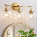 Gold Bathroom Light Fixtures 3-Light Vanity Light 22 in - Mid-Century