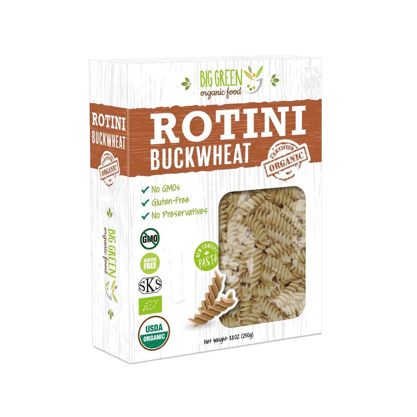 Big Green Organic Food Buckwheat Rotini - Gluten-Free Pasta