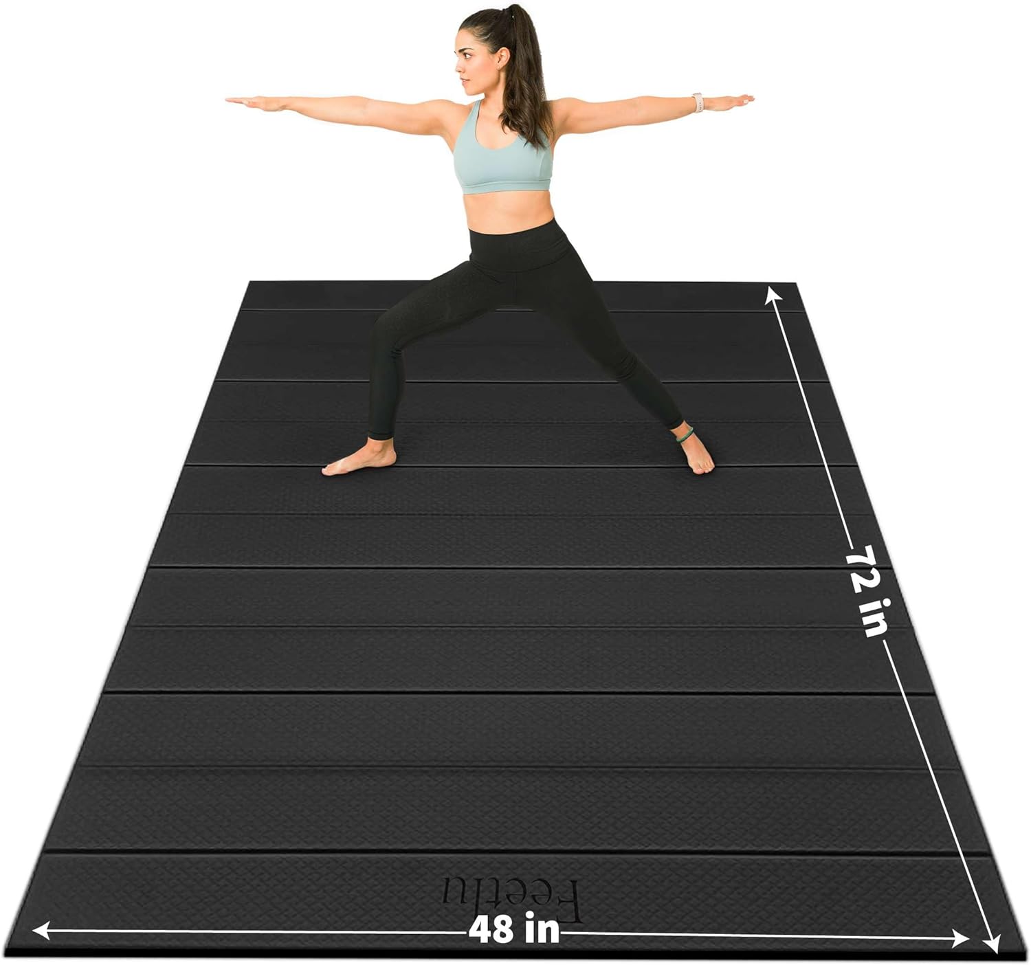 Foldable Wide Large Yoga Mat for Home Gym Travel & More