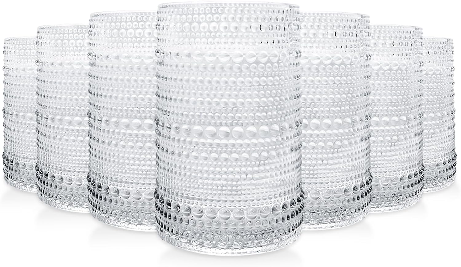 Vintage Drinking Glasses Set of 12 - Thick Hobnail Tumblers